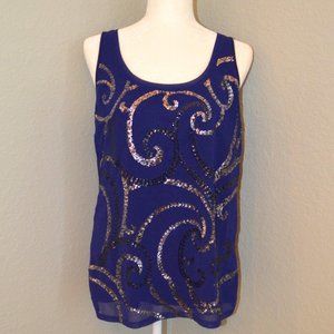 Express Sz M Vintage 90's Blue Sequins Sparkly Tank Top